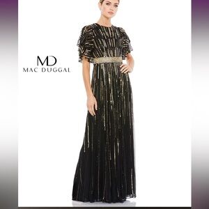 New Mac Duggal 93582 Flare Sleeve Embellished Dress